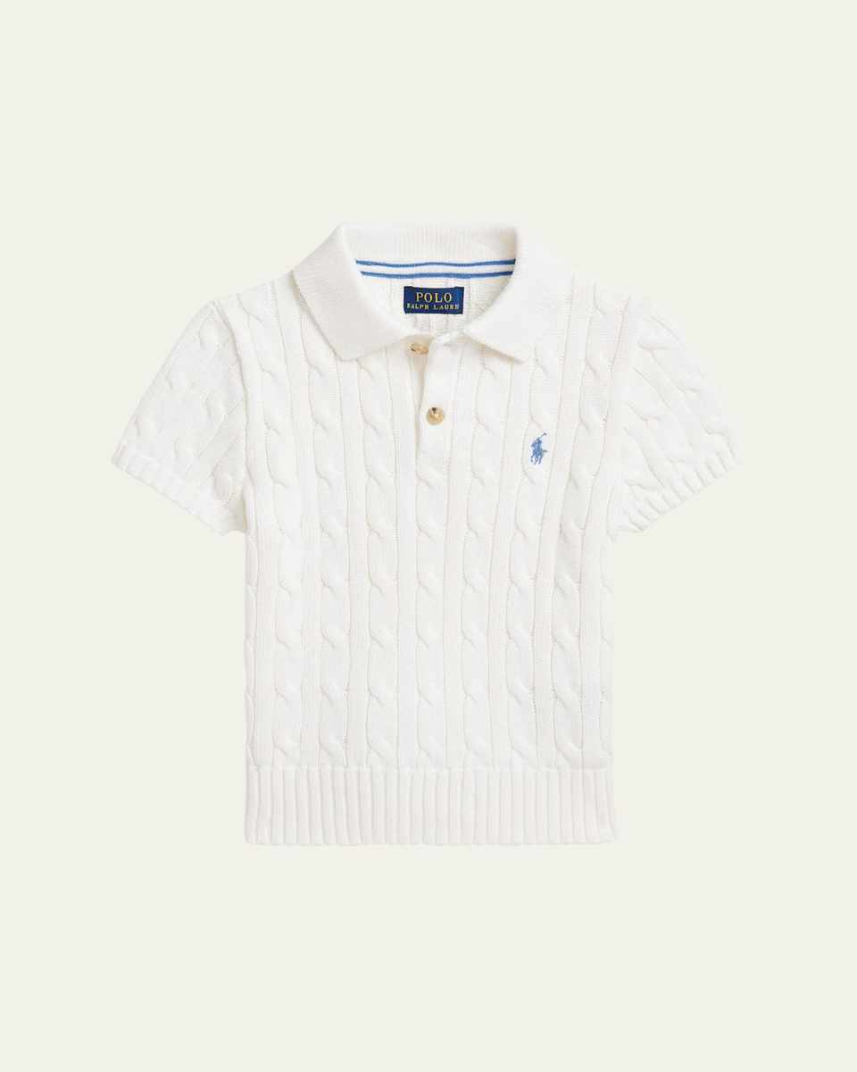 Boy's Cable Knit Polo Shirt, Size S-XL